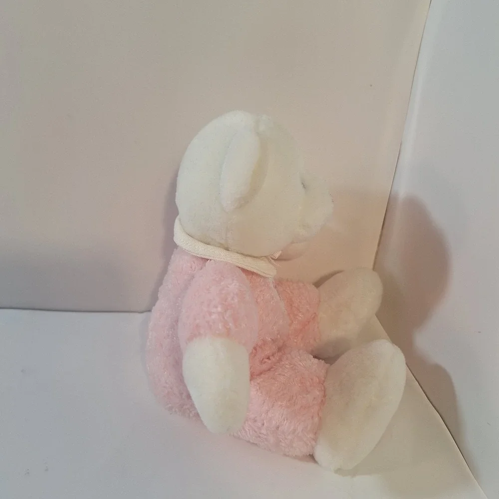 Vintage Russ Baby DROWSY Plush‎ Pink White Teddy Bear Rattle Stuffed Toy Lovey